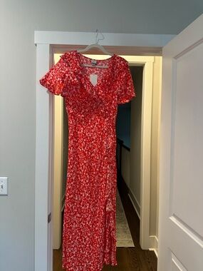 a new day Red Floral Wrap Maxi Dress